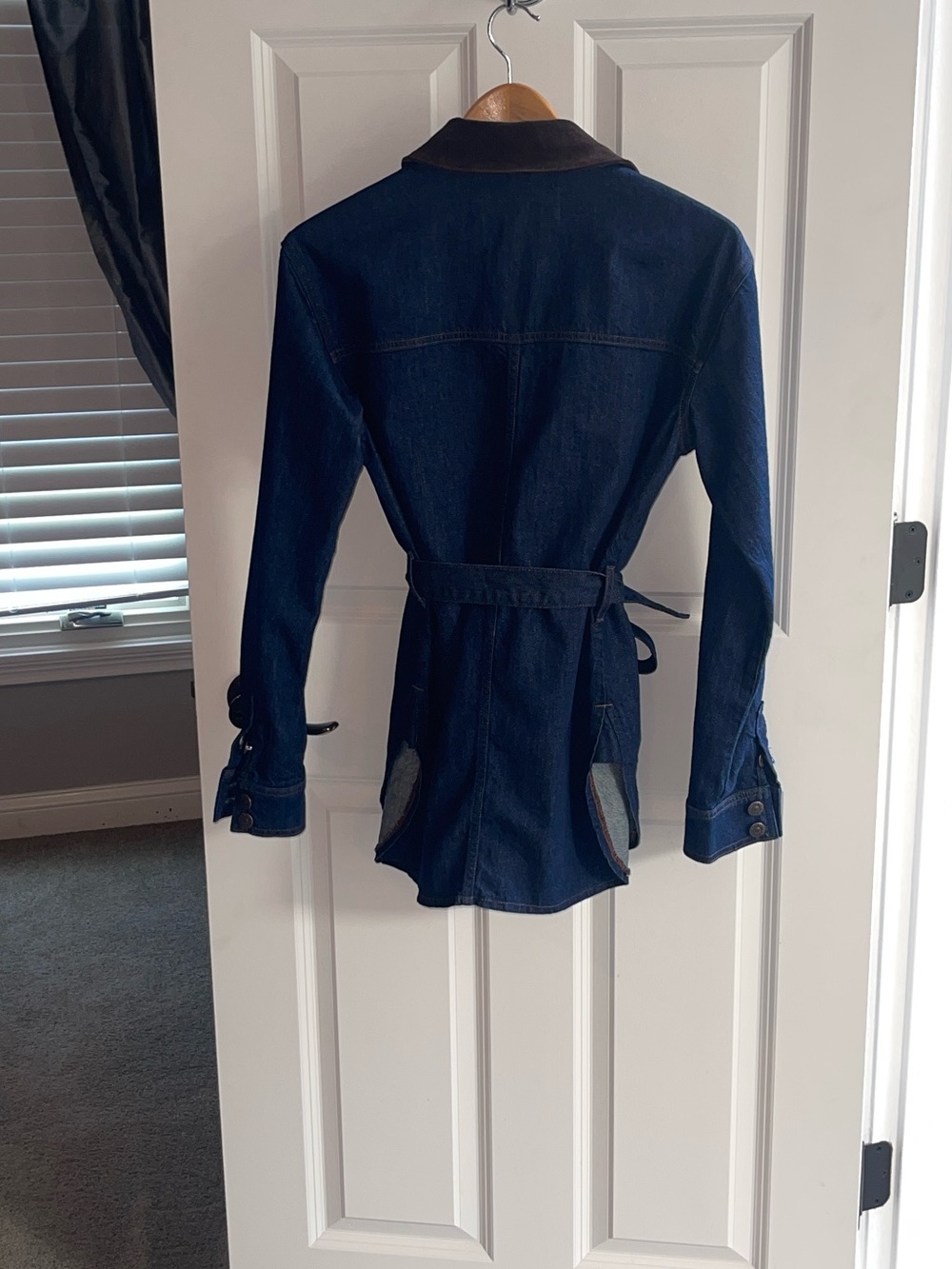 Veronica Beard Dark Blue Denim Jacket with Brown Corduroy Collar - Picture 8 of 10